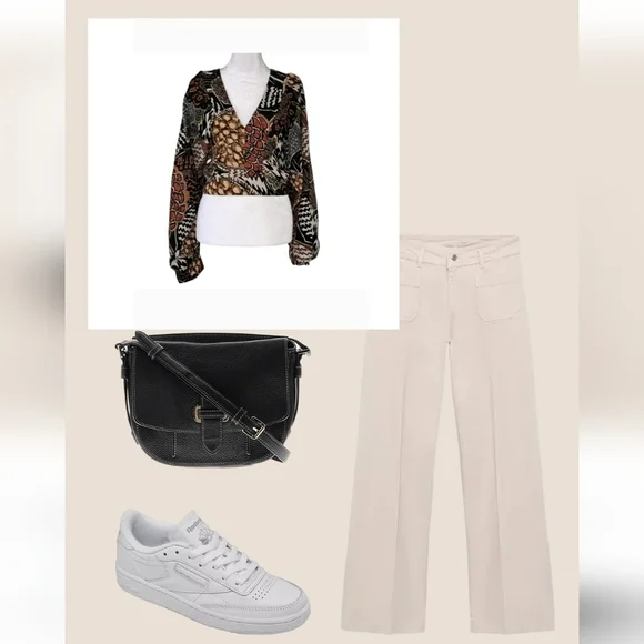 Truth NYC Crop Top for Women V-Neckline Bohemian Print Size Large - Picture 11 of 15